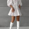 Stylish Work Outfits, Outfit Summer Ideas Puff Sleeve Mini Dress