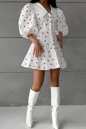 Stylish Work Outfits, Outfit Summer Ideas Puff Sleeve Mini Dress