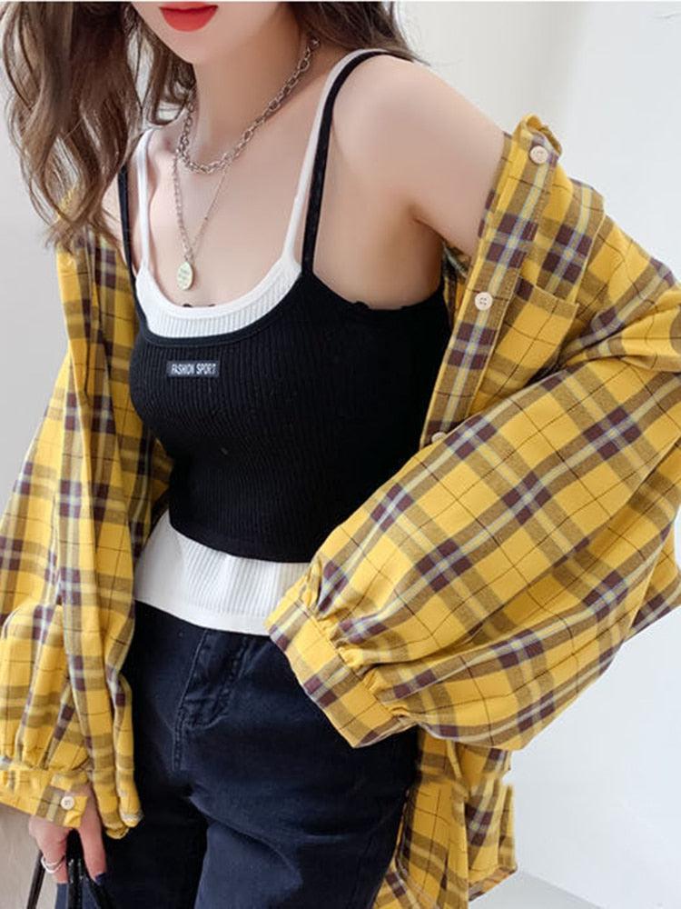 Stylish Work Outfits, Outfit Summer Ideas Puff Sleeve Plaid Shirt Stylish Work Outfits, Outfit Summer Ideas Puff Sleeve Plaid Shirt