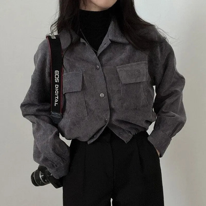 Stylish Work Outfits, Outfit Summer Ideas Puff Sleeved Corduroy Crop Shirt Stylish Work Outfits, Outfit Summer Ideas Puff Sleeved Corduroy Crop Shirt