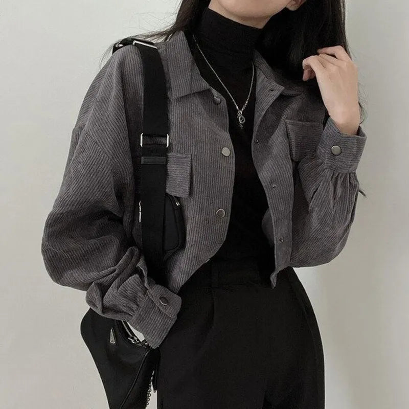 Stylish Work Outfits, Outfit Summer Ideas Puff Sleeved Corduroy Crop Shirt Stylish Work Outfits, Outfit Summer Ideas Puff Sleeved Corduroy Crop Shirt