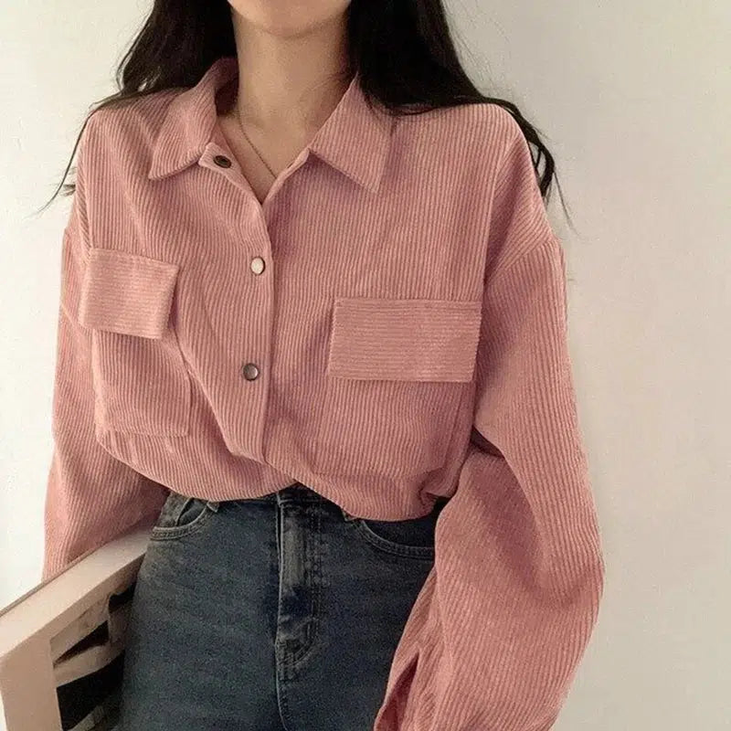 Stylish Work Outfits, Outfit Summer Ideas Puff Sleeved Corduroy Crop Shirt Stylish Work Outfits, Outfit Summer Ideas Puff Sleeved Corduroy Crop Shirt