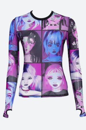 Stylish Work Outfits, Outfit Summer Ideas Punk Girls Mesh Top