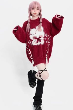 Stylish Work Outfits, Outfit Summer Ideas Rabbit Fluffy Xmas Sweater