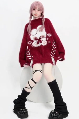 Stylish Work Outfits, Outfit Summer Ideas Rabbit Fluffy Xmas Sweater