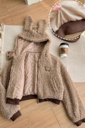 Stylish Work Outfits, Outfit Summer Ideas Rabbit Hood Teddy Two Piece Set