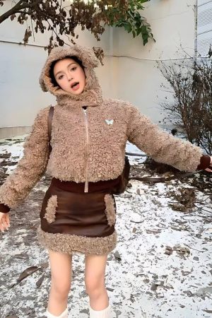 Stylish Work Outfits, Outfit Summer Ideas Rabbit Hood Teddy Two Piece Set