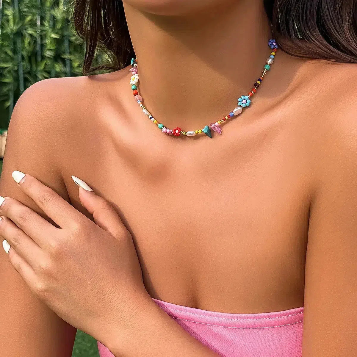 Stylish Work Outfits, Outfit Summer Ideas Rainbow Beaded Necklace Stylish Work Outfits, Outfit Summer Ideas Rainbow Beaded Necklace