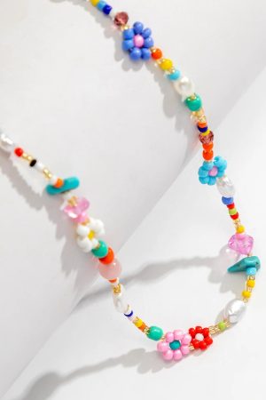 Stylish Work Outfits, Outfit Summer Ideas Rainbow Beaded Necklace