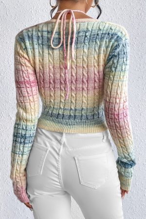 Stylish Work Outfits, Outfit Summer Ideas Rainbow Crochet Top
