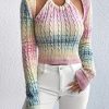 Stylish Work Outfits, Outfit Summer Ideas Rainbow Crochet Top