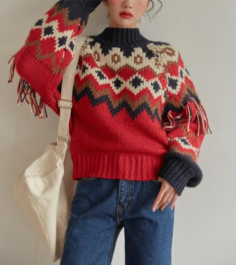 Stylish Work Outfits, Outfit Summer Ideas Retro Pattern Knitted Christmas Sweater Stylish Work Outfits, Outfit Summer Ideas Retro Pattern Knitted Christmas Sweater