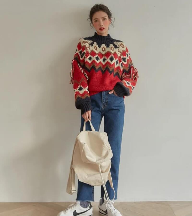 Stylish Work Outfits, Outfit Summer Ideas Retro Pattern Knitted Christmas Sweater Stylish Work Outfits, Outfit Summer Ideas Retro Pattern Knitted Christmas Sweater