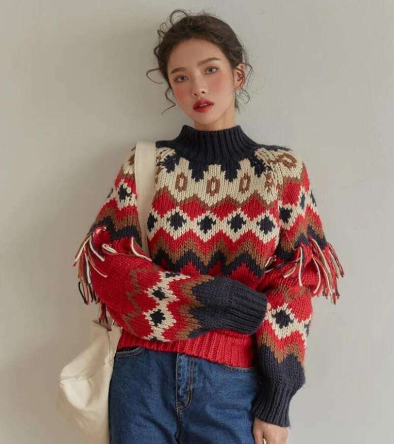 Stylish Work Outfits, Outfit Summer Ideas Retro Pattern Knitted Christmas Sweater Stylish Work Outfits, Outfit Summer Ideas Retro Pattern Knitted Christmas Sweater