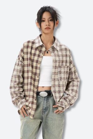 Stylish Work Outfits, Outfit Summer Ideas Retro Plaid Shirt