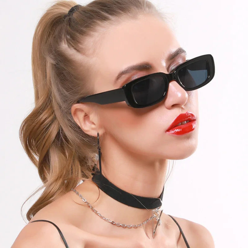 Stylish Work Outfits, Outfit Summer Ideas Retro Rectangle Sunglasses