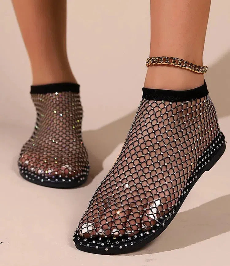 Stylish Work Outfits, Outfit Summer Ideas Rhinestone Fishnet Ballerina Flats Stylish Work Outfits, Outfit Summer Ideas Rhinestone Fishnet Ballerina Flats