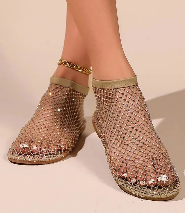 Stylish Work Outfits, Outfit Summer Ideas Rhinestone Fishnet Ballerina Flats Stylish Work Outfits, Outfit Summer Ideas Rhinestone Fishnet Ballerina Flats