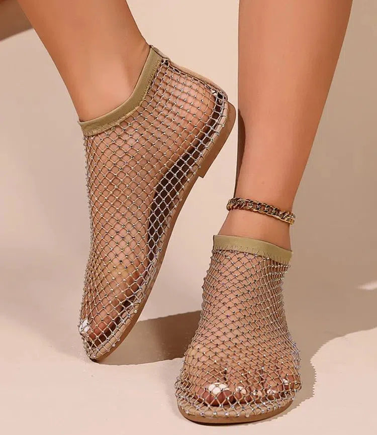 Stylish Work Outfits, Outfit Summer Ideas Rhinestone Fishnet Ballerina Flats Stylish Work Outfits, Outfit Summer Ideas Rhinestone Fishnet Ballerina Flats