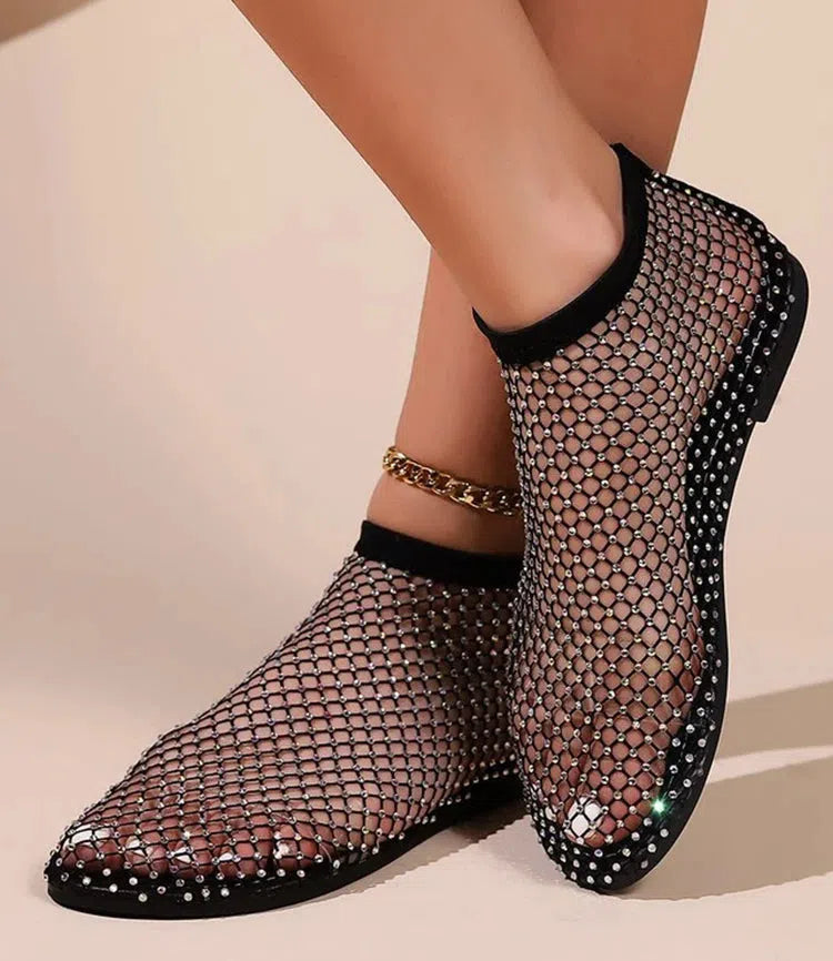 Stylish Work Outfits, Outfit Summer Ideas Rhinestone Fishnet Ballerina Flats Stylish Work Outfits, Outfit Summer Ideas Rhinestone Fishnet Ballerina Flats