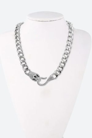 Stylish Work Outfits, Outfit Summer Ideas Rhinestone Snake Necklace