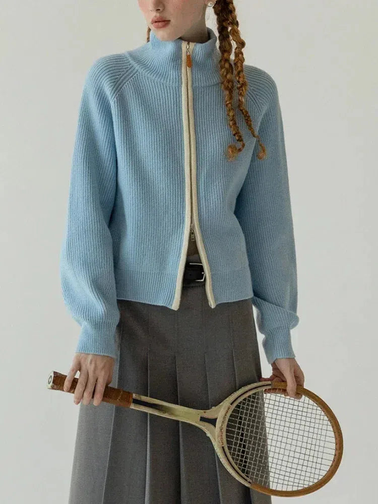 Stylish Work Outfits, Outfit Summer Ideas Ribbed Double Zip-Up Cardigan Stylish Work Outfits, Outfit Summer Ideas Ribbed Double Zip-Up Cardigan