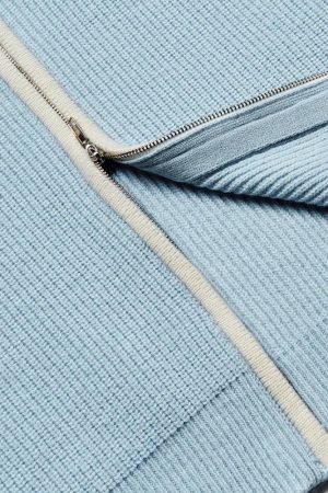 Stylish Work Outfits, Outfit Summer Ideas Ribbed Double Zip-Up Cardigan