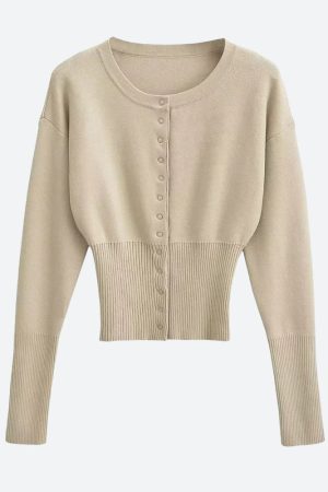Stylish Work Outfits, Outfit Summer Ideas Ribbed Slim Fit Cardigan
