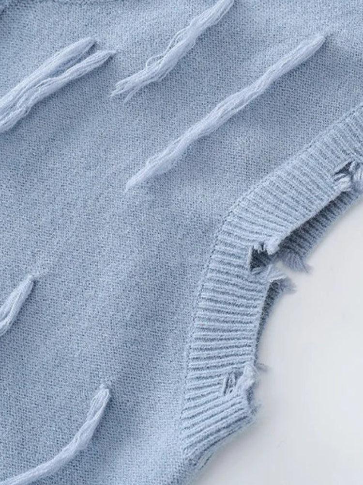 Stylish Work Outfits, Outfit Summer Ideas Ripped Tasseled Sweater Vest Stylish Work Outfits, Outfit Summer Ideas Ripped Tasseled Sweater Vest