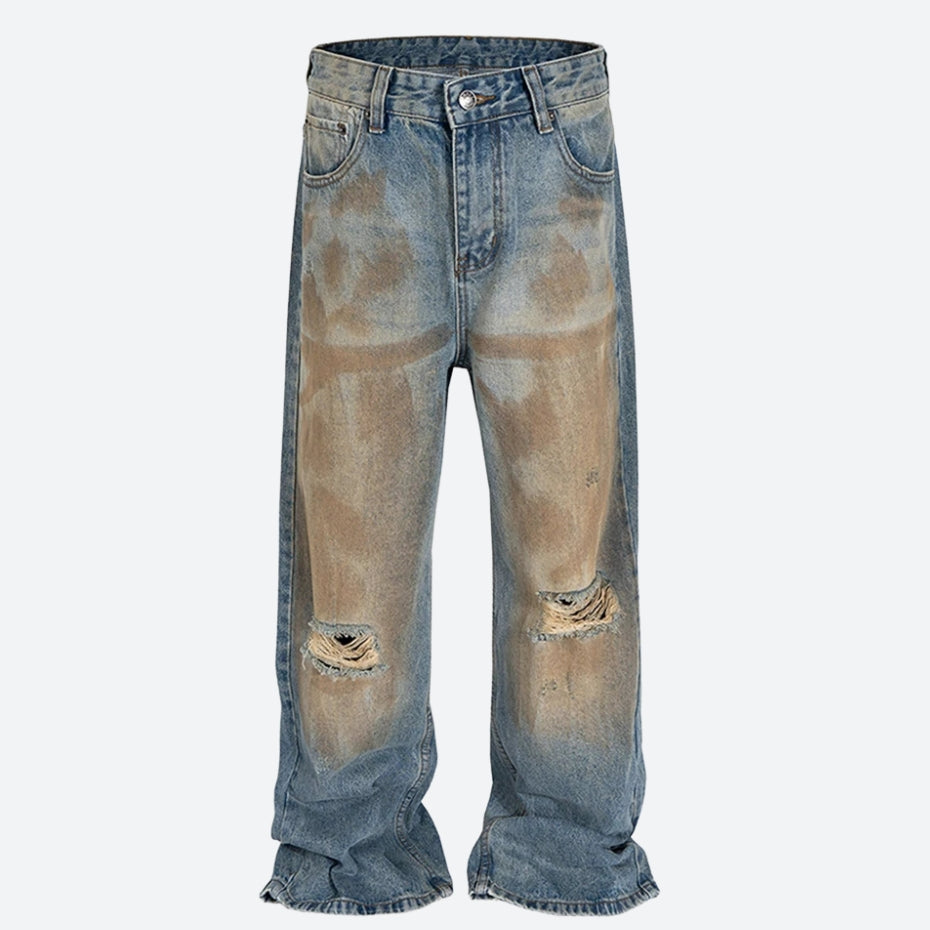 Stylish Work Outfits, Outfit Summer Ideas Ripped Wide Leg Denim Jeans