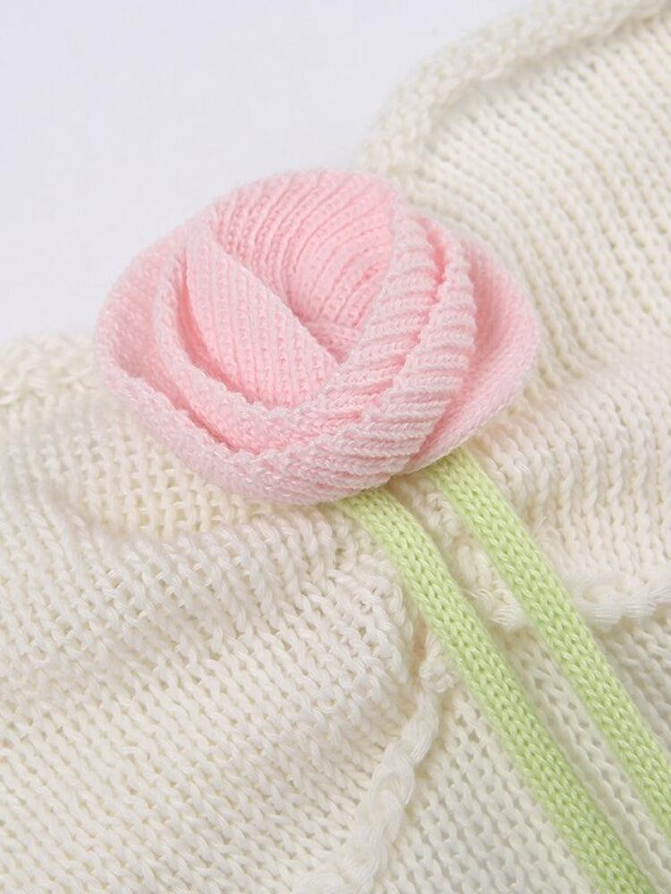 Stylish Work Outfits, Outfit Summer Ideas Rose Detailed Knitted Crop Top Stylish Work Outfits, Outfit Summer Ideas Rose Detailed Knitted Crop Top