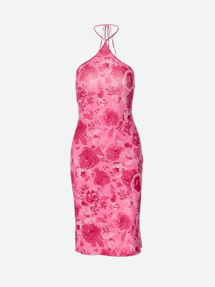 Stylish Work Outfits, Outfit Summer Ideas Rose Halter Neck Midi Dress Stylish Work Outfits, Outfit Summer Ideas Rose Halter Neck Midi Dress