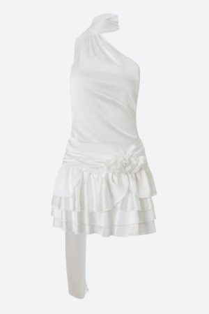 Stylish Work Outfits, Outfit Summer Ideas Rose Satin Backless Mini Dress