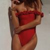 Stylish Work Outfits, Outfit Summer Ideas Roses Off Shoulder Swimsuit