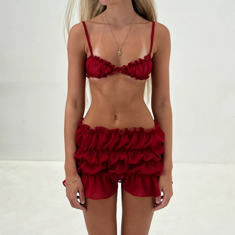 Stylish Work Outfits, Outfit Summer Ideas Ruched Bra & Mini Skirt Two Piece Set Stylish Work Outfits, Outfit Summer Ideas Ruched Bra & Mini Skirt Two Piece Set