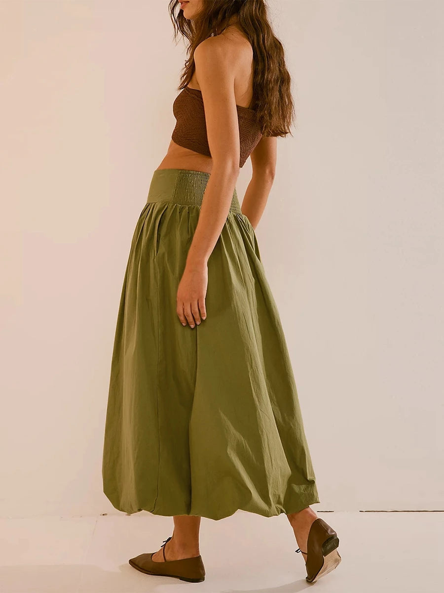 Stylish Work Outfits, Outfit Summer Ideas Ruched Bubble Hem Midi Skirt Stylish Work Outfits, Outfit Summer Ideas Ruched Bubble Hem Midi Skirt
