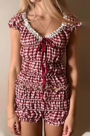 Stylish Work Outfits, Outfit Summer Ideas Ruched Off Shoulder Top & Shorts Two Piece Set