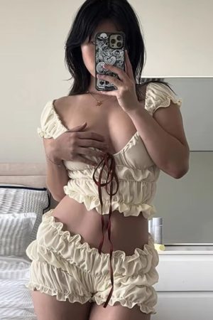 Stylish Work Outfits, Outfit Summer Ideas Ruched Off Shoulder Top & Shorts Two Piece Set