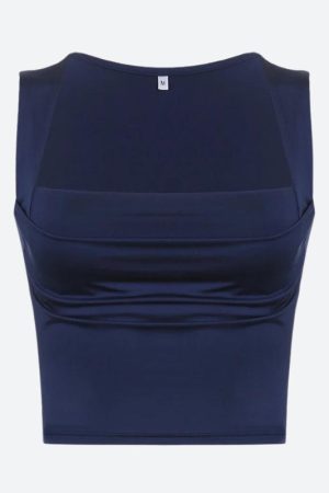 Stylish Work Outfits, Outfit Summer Ideas Ruched Square Neck Tank Top