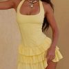 Stylish Work Outfits, Outfit Summer Ideas Ruffled Halter Mini Dress