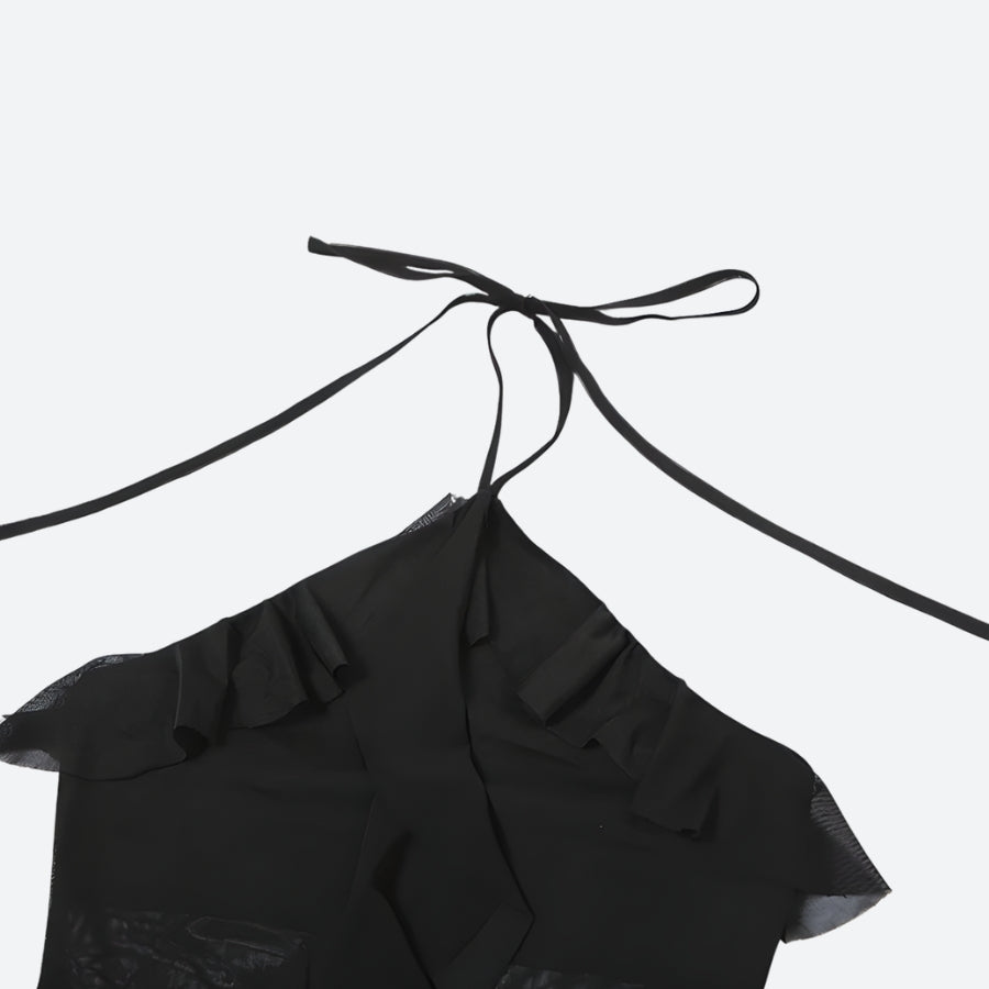 Stylish Work Outfits, Outfit Summer Ideas Ruffled Halter Neck Mini Dress Stylish Work Outfits, Outfit Summer Ideas Ruffled Halter Neck Mini Dress