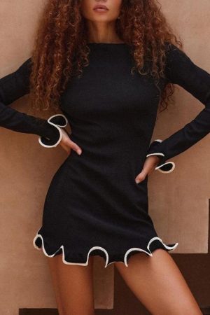 Stylish Work Outfits, Outfit Summer Ideas Ruffled Hem Mini Dress