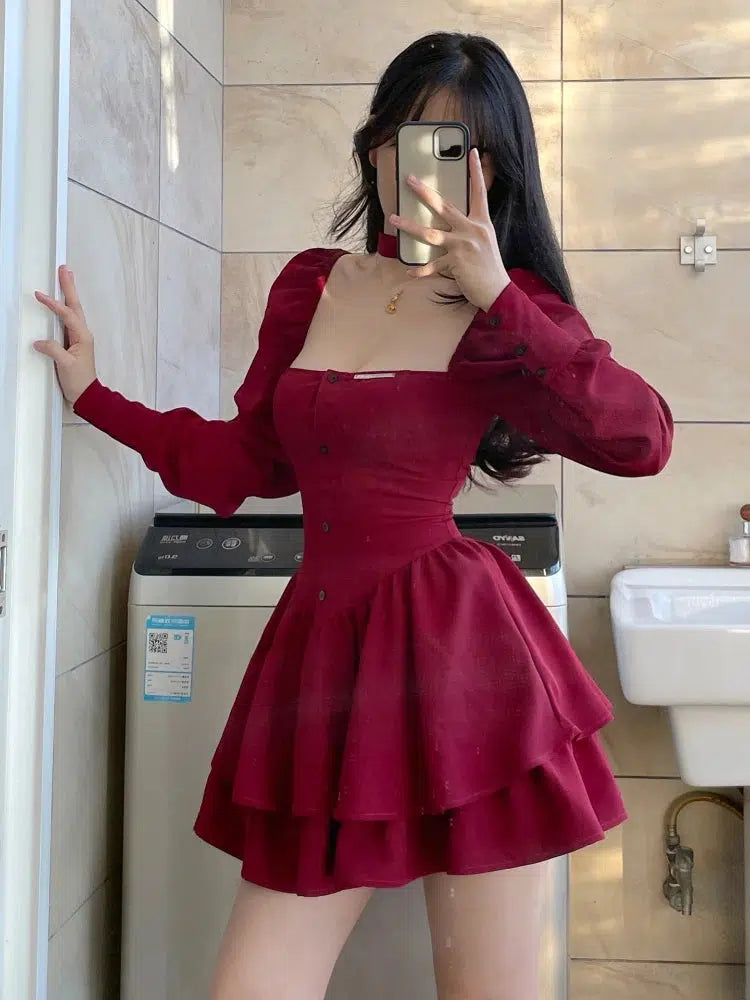 Stylish Work Outfits, Outfit Summer Ideas Ruffled Layered Corset Mini Dress