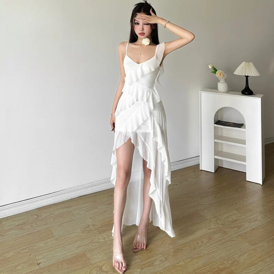 Stylish Work Outfits, Outfit Summer Ideas Ruffled Mullet Mini Dress Stylish Work Outfits, Outfit Summer Ideas Ruffled Mullet Mini Dress