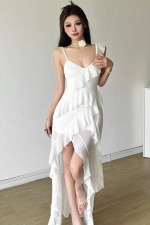 Stylish Work Outfits, Outfit Summer Ideas Ruffled Mullet Mini Dress