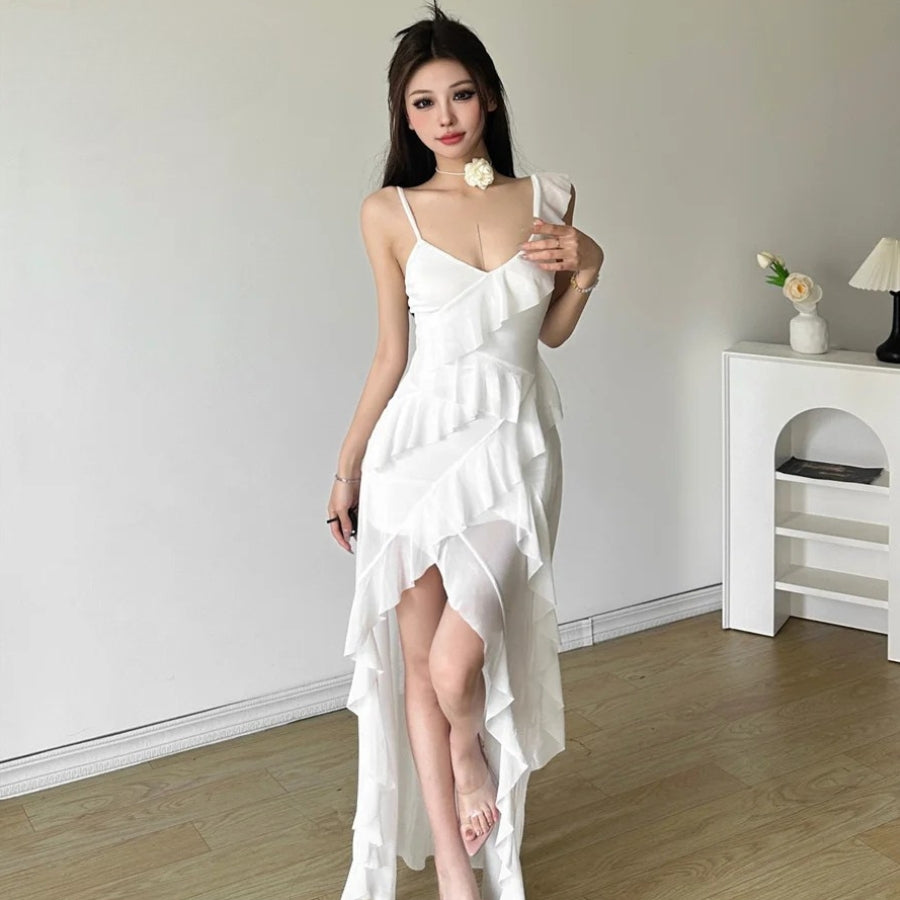 Stylish Work Outfits, Outfit Summer Ideas Ruffled Mullet Mini Dress Stylish Work Outfits, Outfit Summer Ideas Ruffled Mullet Mini Dress