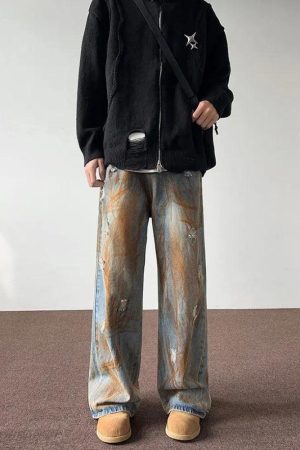 Stylish Work Outfits, Outfit Summer Ideas Rusty Pattern Wide Leg Denim Jeans