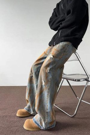 Stylish Work Outfits, Outfit Summer Ideas Rusty Pattern Wide Leg Denim Jeans