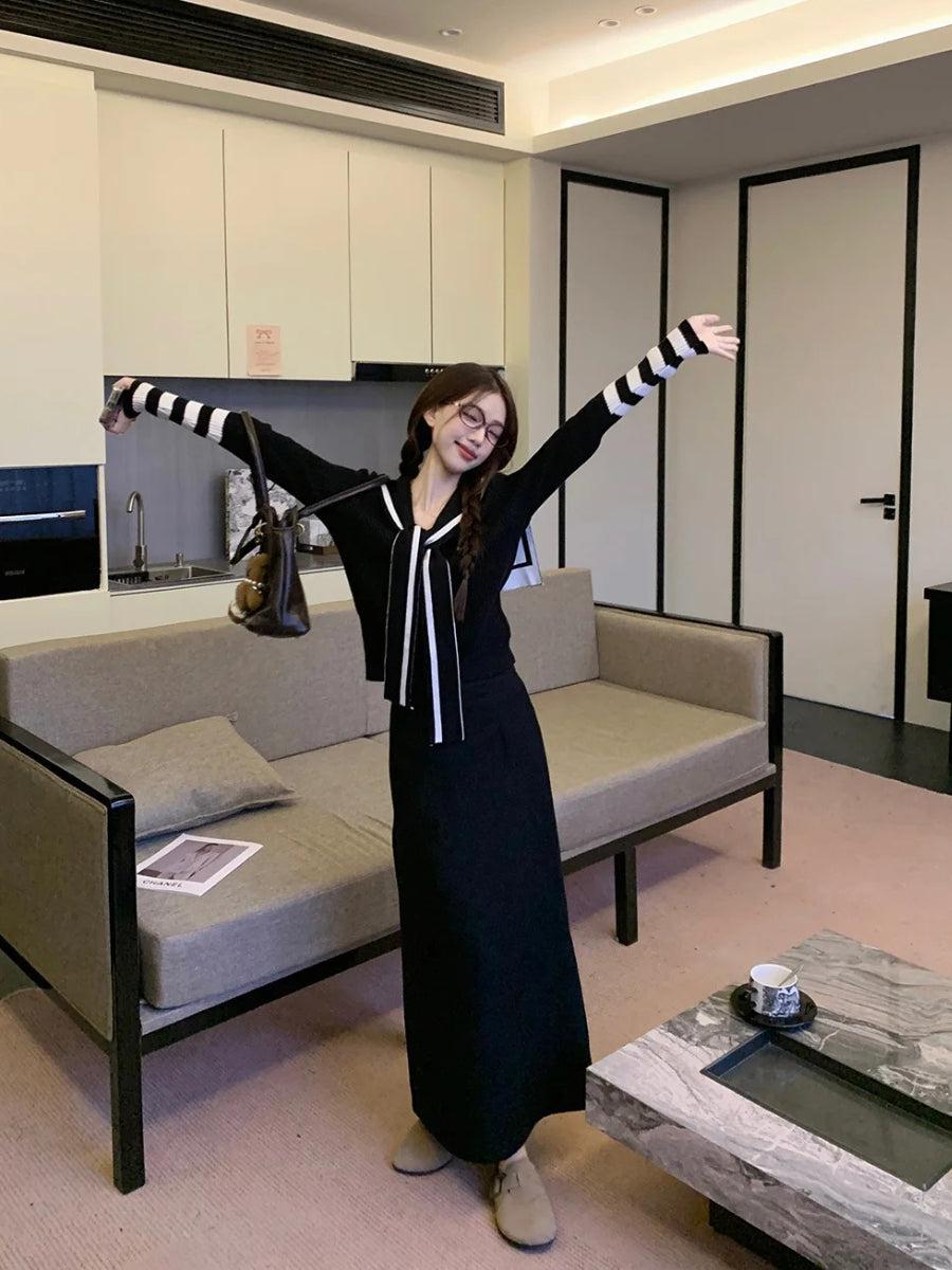 Stylish Work Outfits, Outfit Summer Ideas Sailor Top & Maxi Skirt Two Piece Set