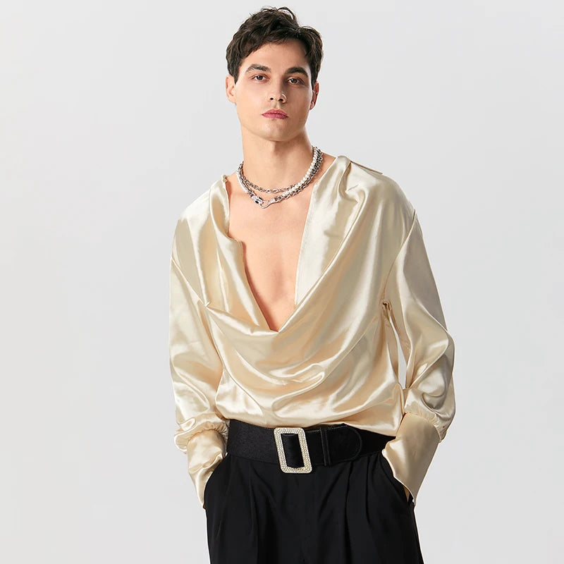 Stylish Work Outfits, Outfit Summer Ideas Satin Cowl Neck Shirt